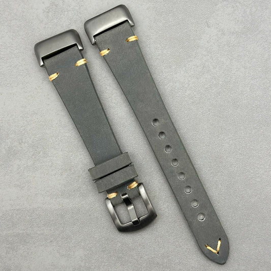 The Madrid: Stone Grey Full Grain Leather Fitbit Charge Watch Strap