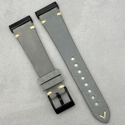 The Madrid: Stone Grey Full Grain Leather Fitbit Versa/Sense Watch Strap