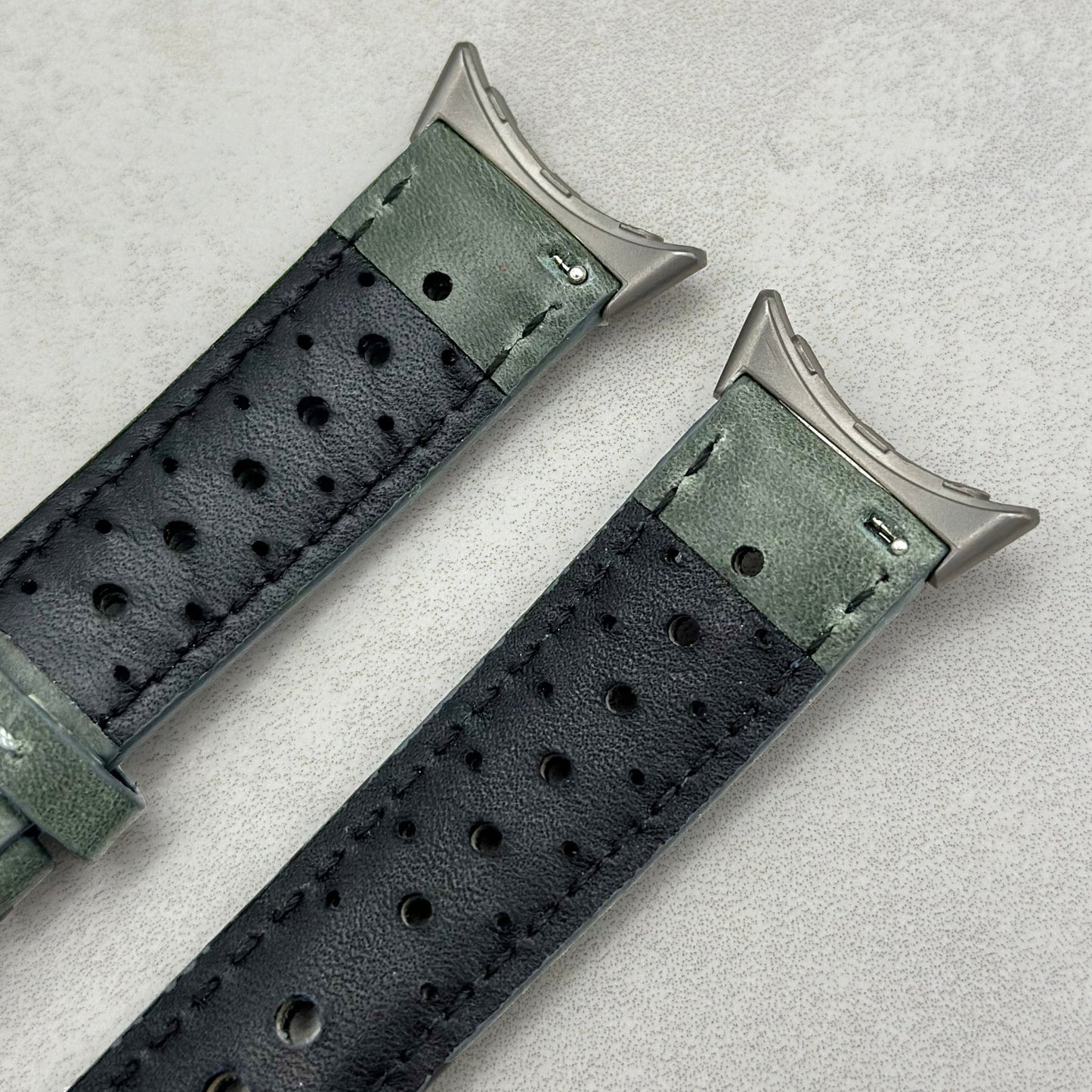 The Monte Carlo: Graphite Grey Perforated Leather Google Pixel Watch Strap