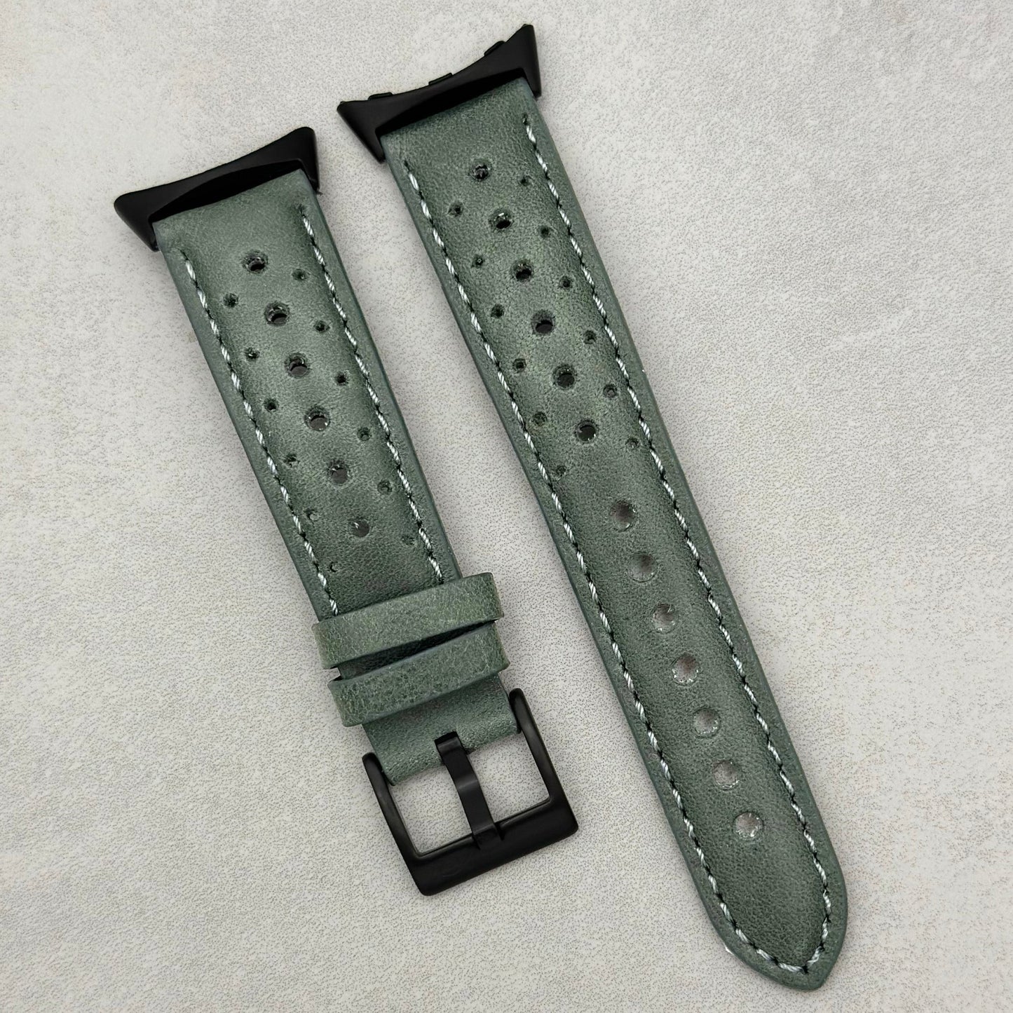 The Monte Carlo: Graphite Grey Perforated Leather Google Pixel Watch Strap