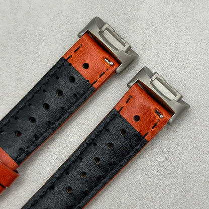 The Monte Carlo: Russet Orange Perforated Leather Fitbit Charge Watch Strap