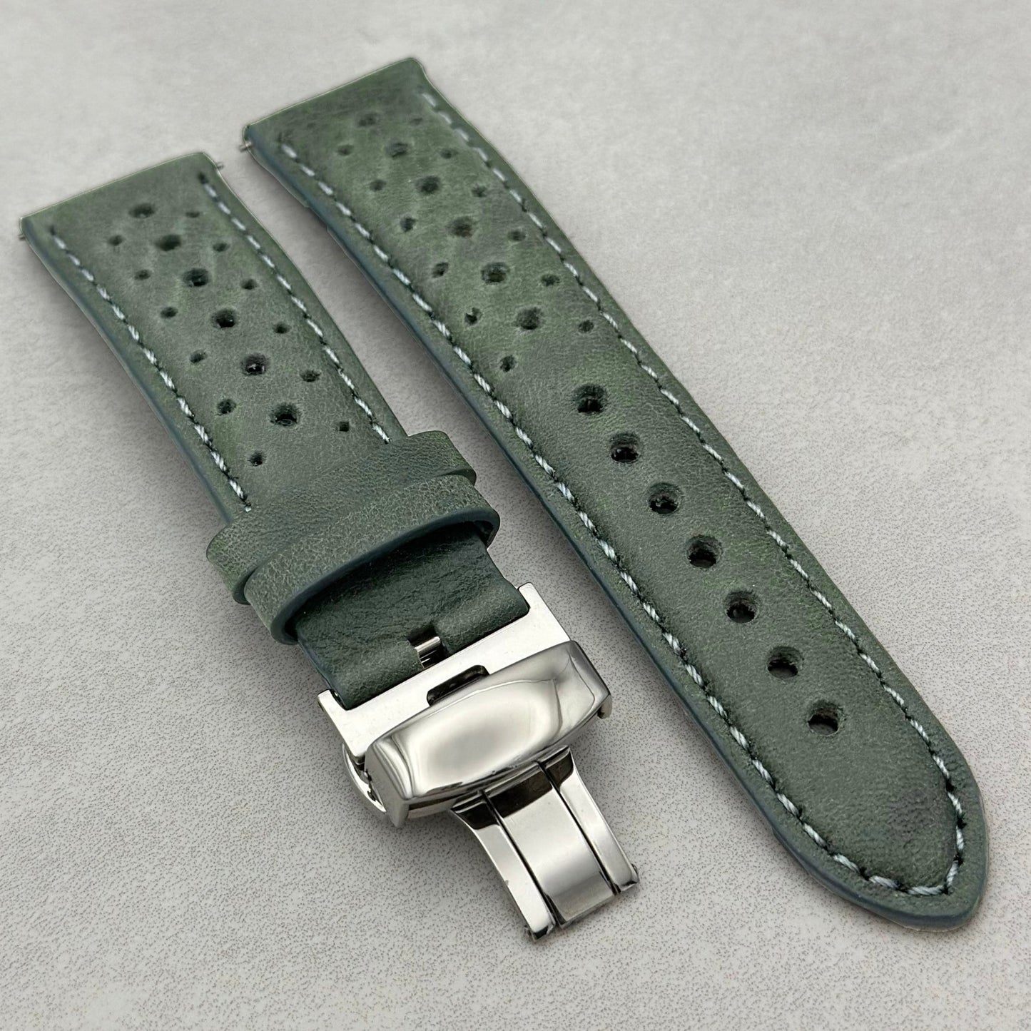 The Monte Carlo: Graphite Grey Perforated Leather Google Pixel Watch Strap