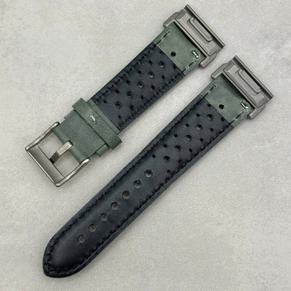 The Monte Carlo: Graphite Grey Perforated Leather Rally Garmin Quickfit Watch Strap