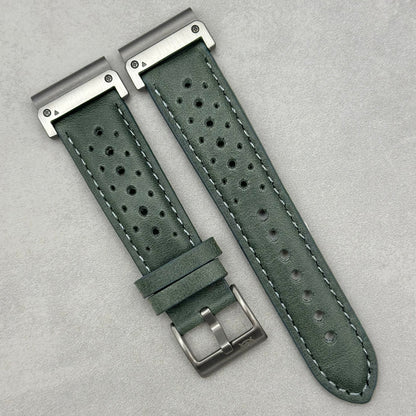 The Monte Carlo: Graphite Grey Perforated Leather Rally Garmin Quickfit Watch Strap