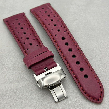 The Monte Carlo: Plum Purple Perforated Leather Apple Watch Strap