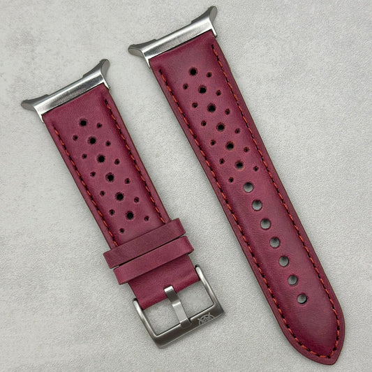 The Monte Carlo: Plum Purple Perforated Leather Rally Samsung Galaxy Watch Ultra Strap