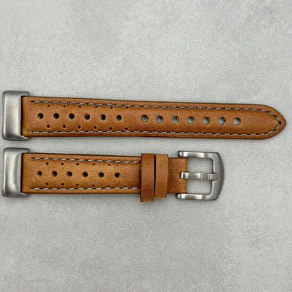 The Monte Carlo: Vintage Tan Perforated Leather Fitbit Charge Watch Strap