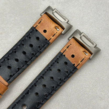 The Monte Carlo: Vintage Tan Perforated Leather Fitbit Charge Watch Strap