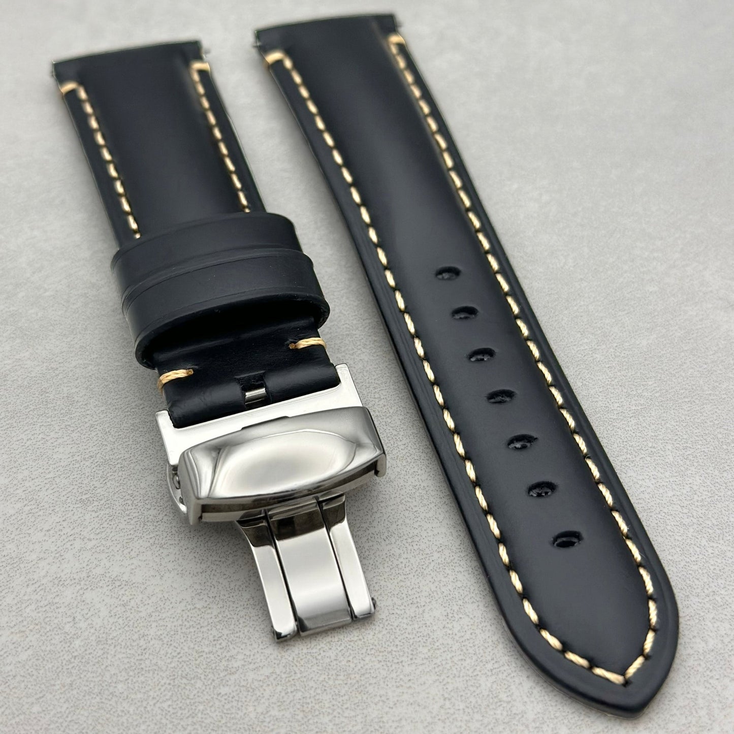 The Oslo: Jet Black Full Grain Leather Watch Strap