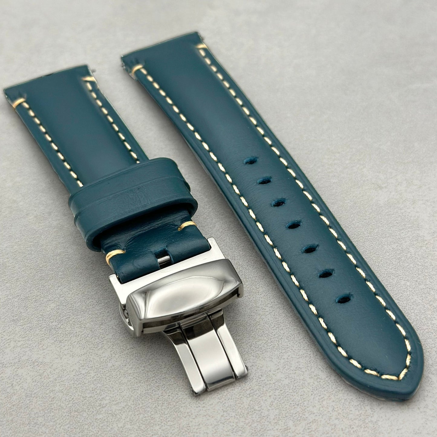 The Oslo: Petrol Blue Full Grain Leather Watch Strap