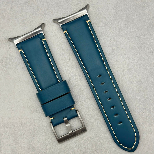 The Oslo: Petrol Blue Full Grain Leather Samsung Galaxy Watch Ultra Strap