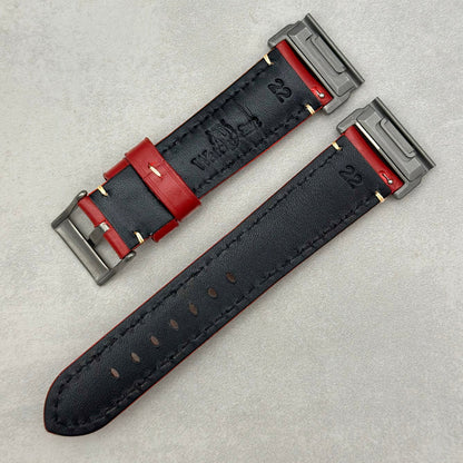 The Oslo: Blood Red Full Grain Leather Garmin QuickFit Watch Strap