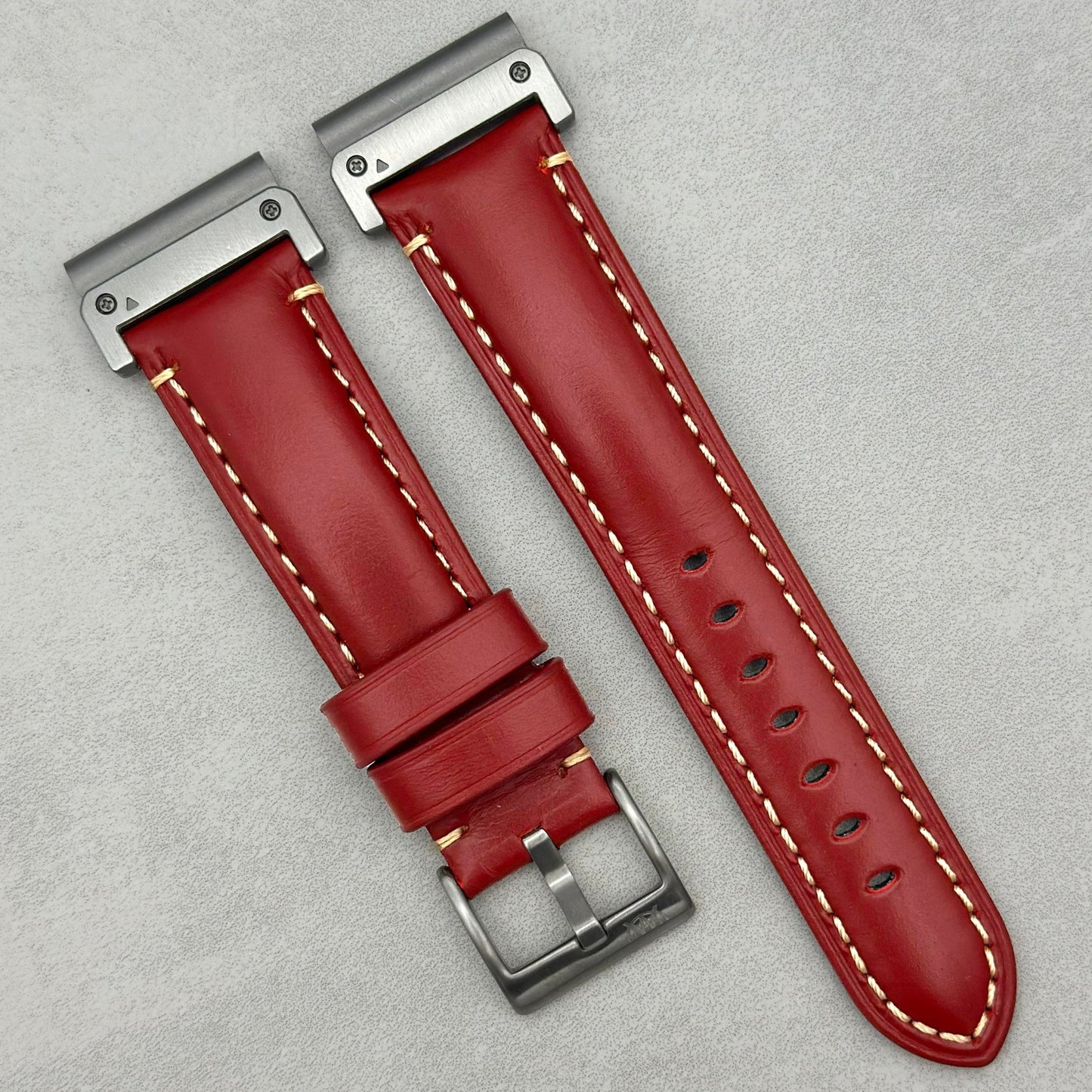 The Oslo: Blood Red Full Grain Leather Garmin QuickFit Watch Strap