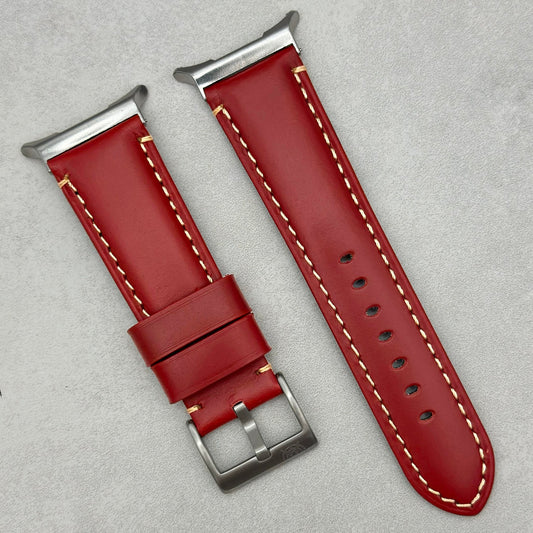 The Oslo: Blood Red Full Grain Leather Samsung Galaxy Watch Ultra Strap