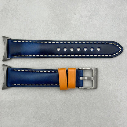 The Oxford: Navy Blue Padded Calf Skin Google Pixel Watch Strap