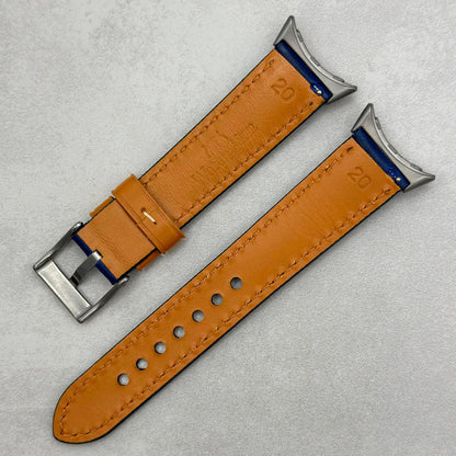 The Oxford: Navy Blue Padded Calf Skin Google Pixel Watch Strap