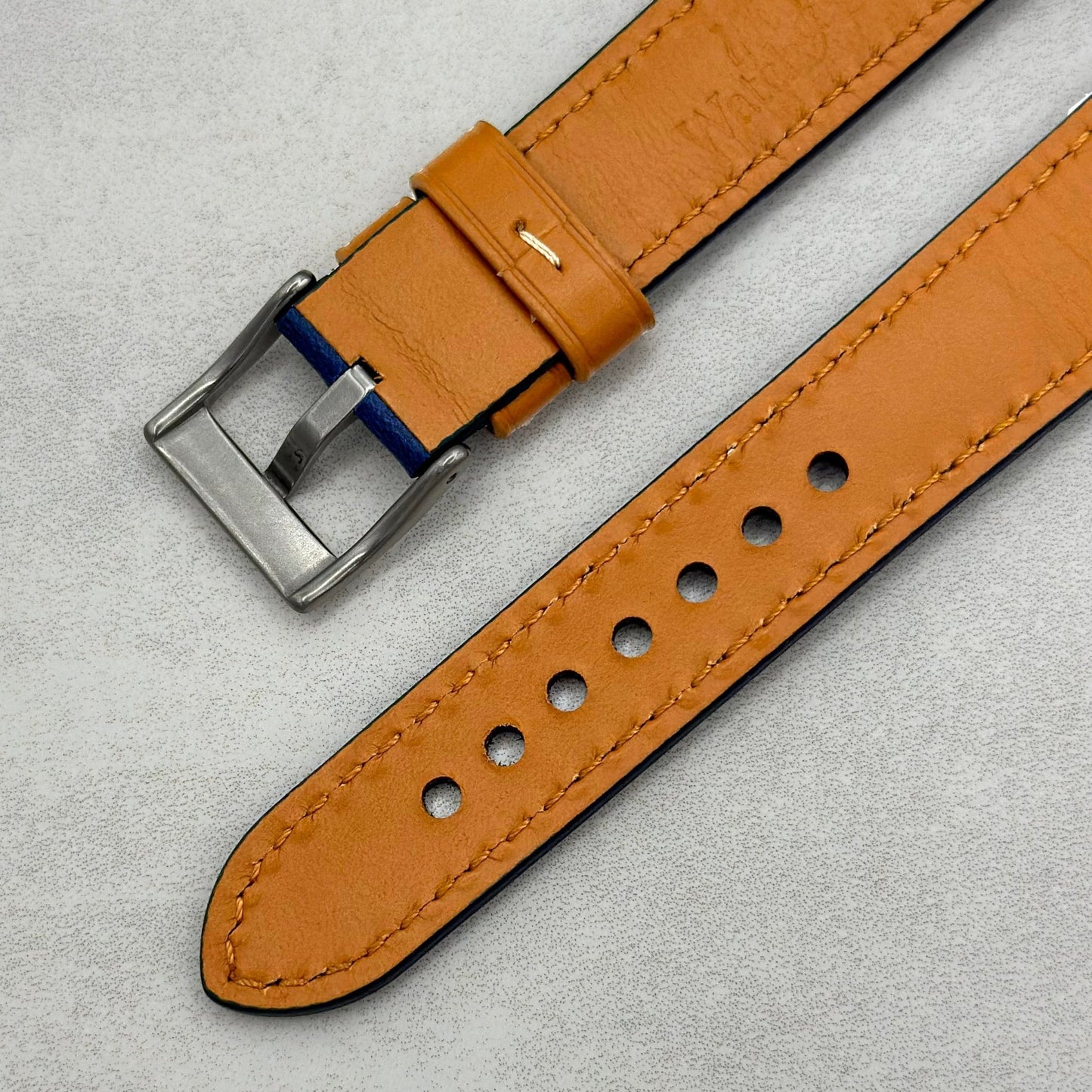 The Oxford: Navy Blue Padded Calf Skin Google Pixel Watch Strap