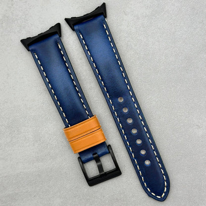 The Oxford: Navy Blue Padded Calf Skin Google Pixel Watch Strap