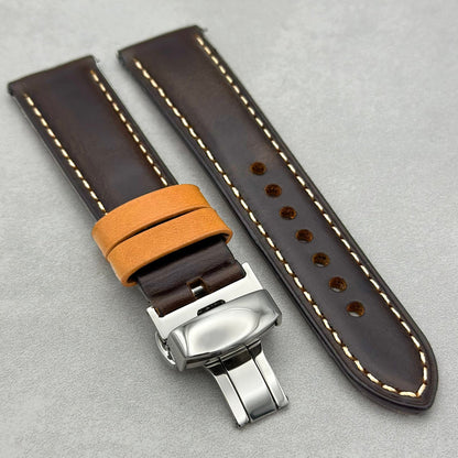 The Oxford: Chocolate Brown Padded Calf Skin Apple Watch Strap