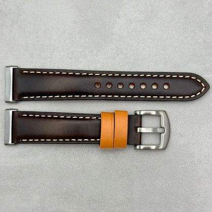 The Oxford: Chocolate Brown Padded Calf Skin Fitbit Versa/Sense Watch Strap