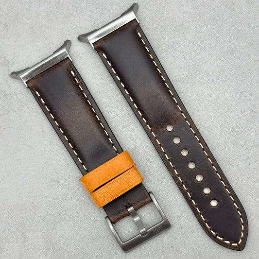 The Oxford: Chocolate Brown Padded Calf Skin Samsung Galaxy Watch Ultra Strap