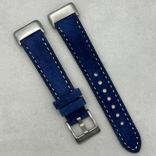 The Paris: Navy Blue Padded Suede Fitbit Charge Watch Strap