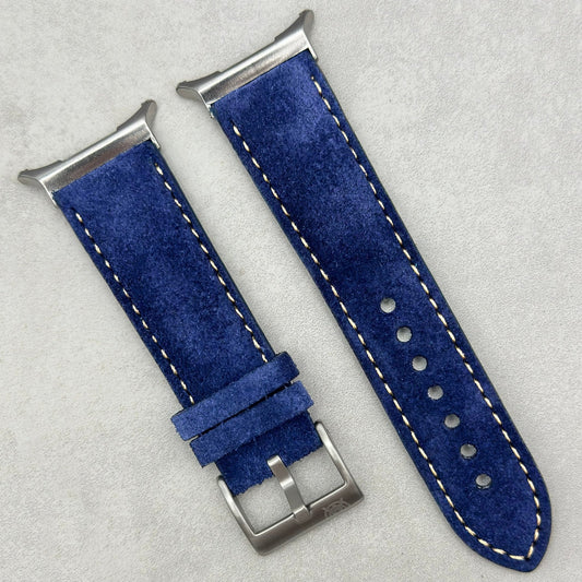 The Paris: Navy Blue Padded Suede Samsung Galaxy Watch Ultra Strap