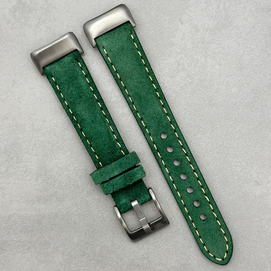 The Paris: Hunter Green Padded Suede Fitbit Charge Watch Strap