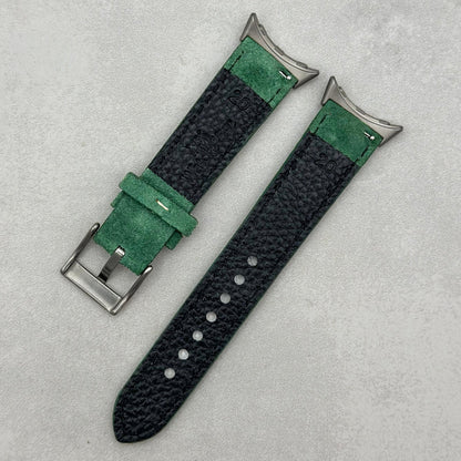 The Paris: Hunter Green Padded Suede Google Pixel Watch Strap