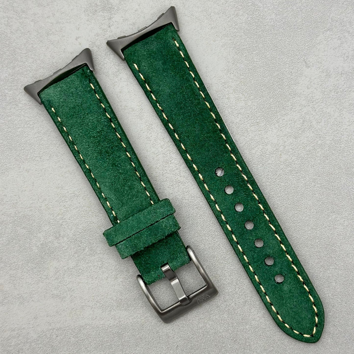 The Paris: Hunter Green Padded Suede Google Pixel Watch Strap