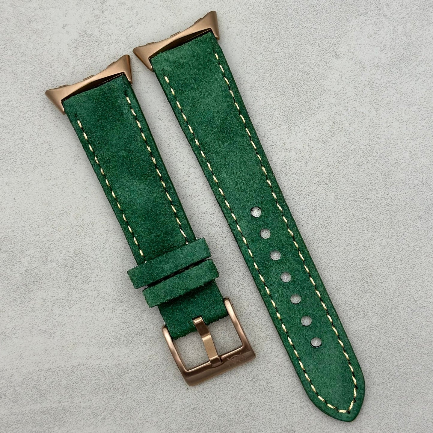 The Paris: Hunter Green Padded Suede Google Pixel Watch Strap