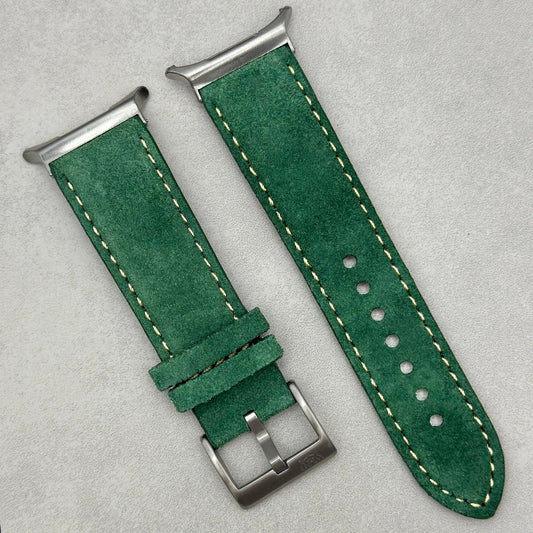 The Paris: Hunter Green Padded Suede Samsung Galaxy Watch Ultra Strap