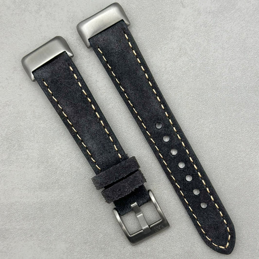 The Paris: Gunmetal Grey Padded Suede Fitbit Charge Watch Strap