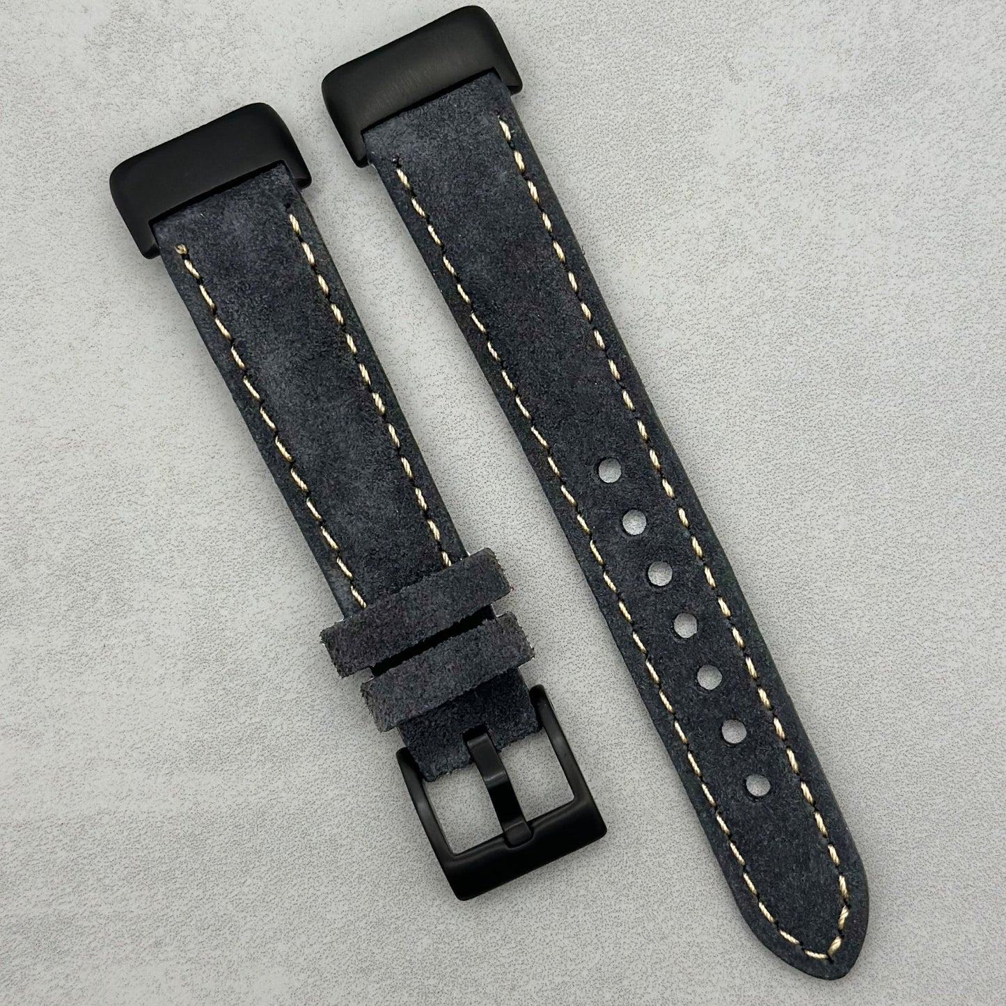 The Paris: Gunmetal Grey Padded Suede Fitbit Charge Watch Strap