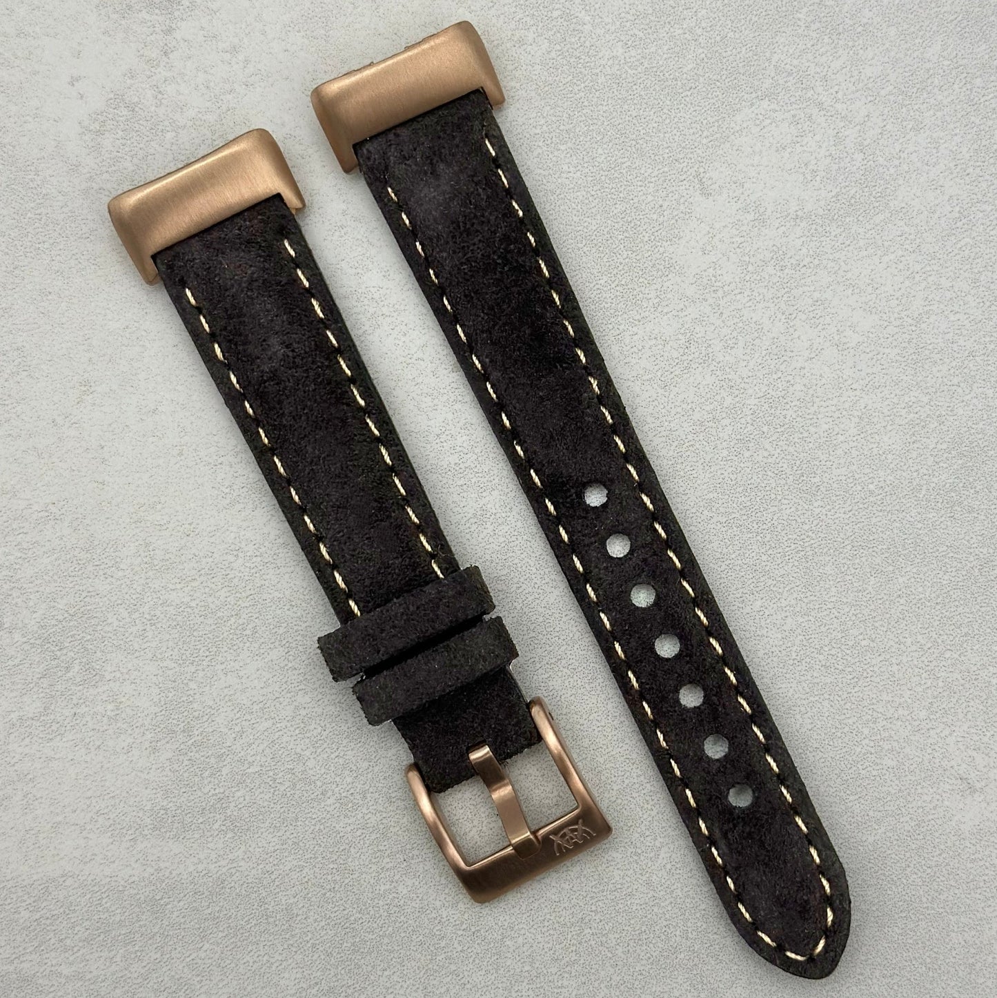 The Paris: Gunmetal Grey Padded Suede Fitbit Charge Watch Strap