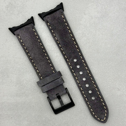 The Paris: Gunmetal Grey Padded Suede Google Pixel Watch Strap