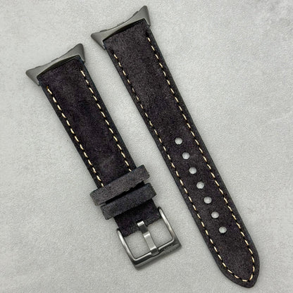 The Paris: Gunmetal Grey Padded Suede Google Pixel Watch Strap