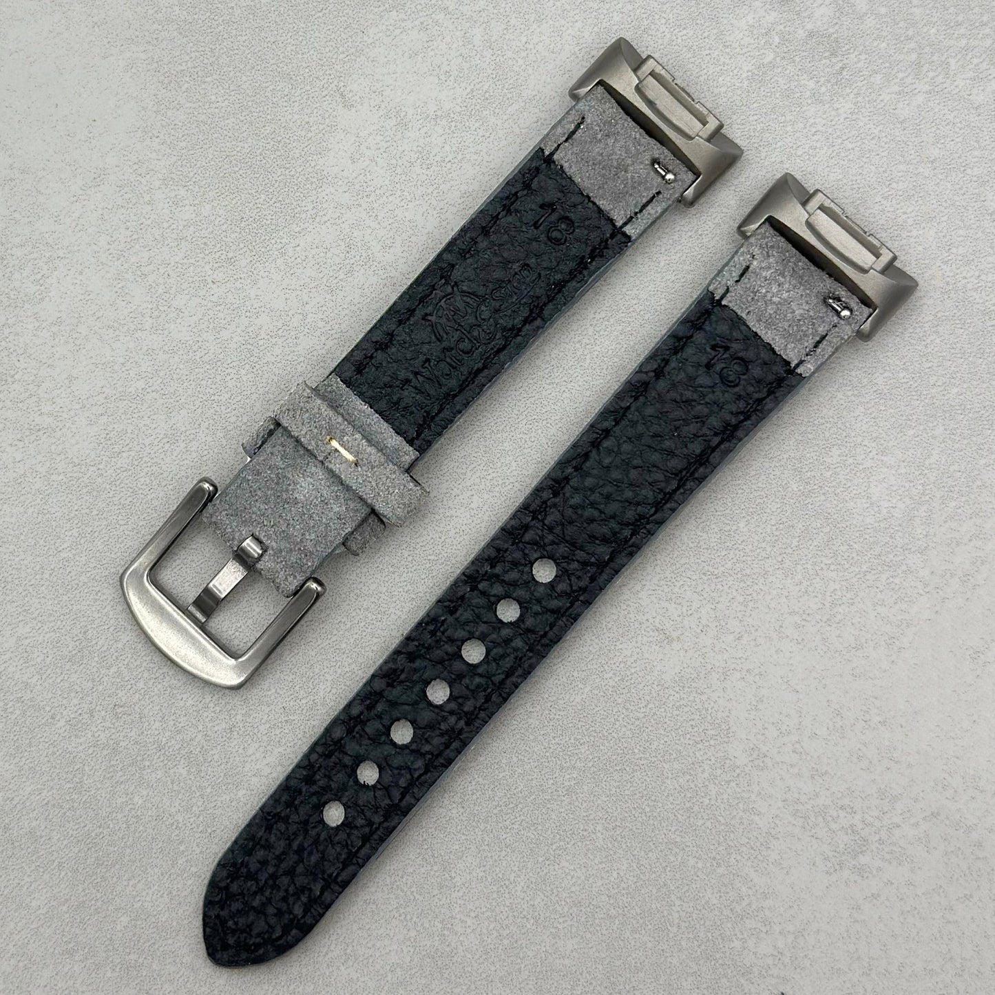 The Paris: Light Grey Padded Suede Fitbit Charge Watch Strap