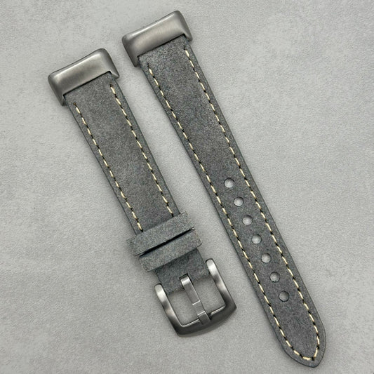 The Paris: Light Grey Padded Suede Fitbit Charge Watch Strap