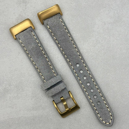 The Paris: Light Grey Padded Suede Fitbit Charge Watch Strap