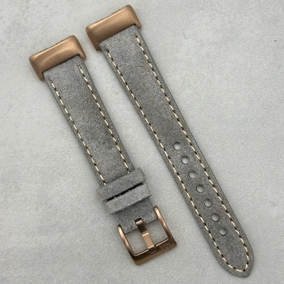 The Paris: Light Grey Padded Suede Fitbit Charge Watch Strap