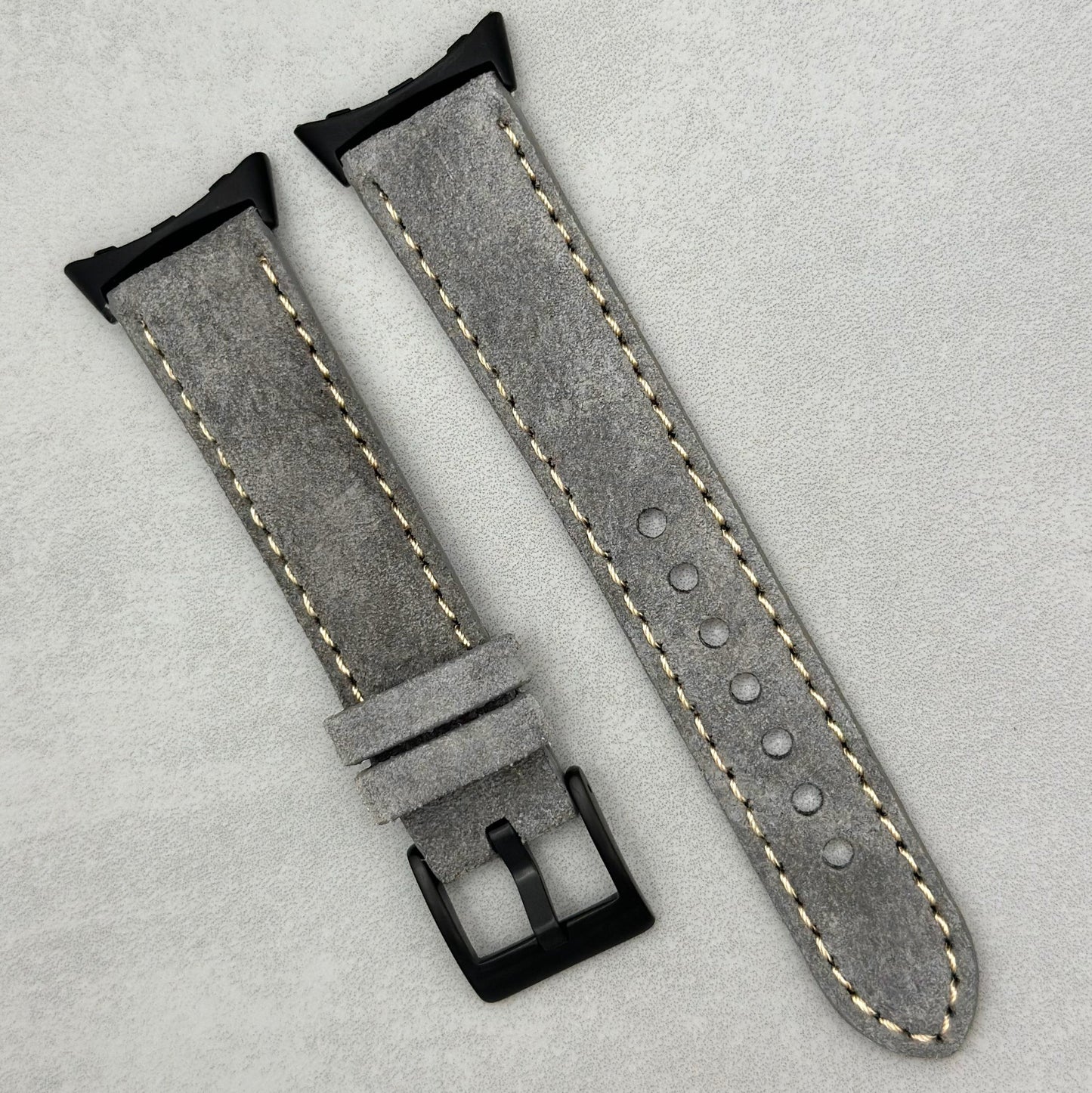 The Paris: Light Grey Padded Suede Google Pixel Watch Strap