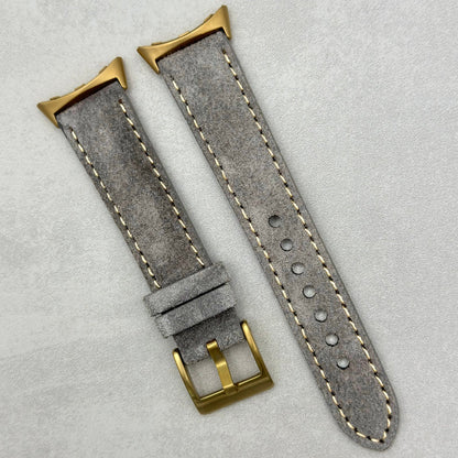 The Paris: Light Grey Padded Suede Google Pixel Watch Strap