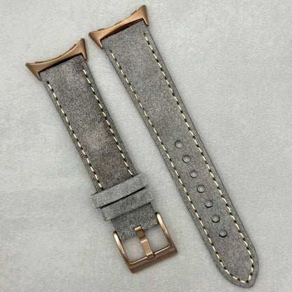 The Paris: Light Grey Padded Suede Google Pixel Watch Strap