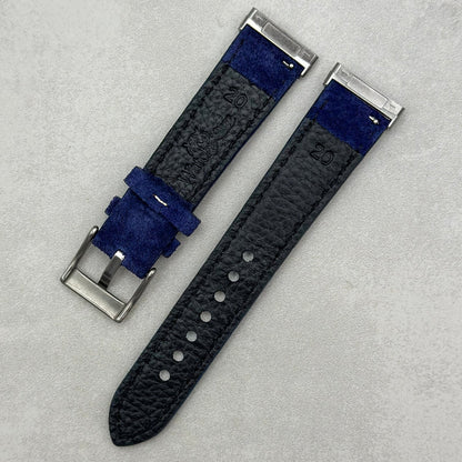 The Paris: Navy Blue Padded Suede Fitbit Versa/Sense Watch Strap