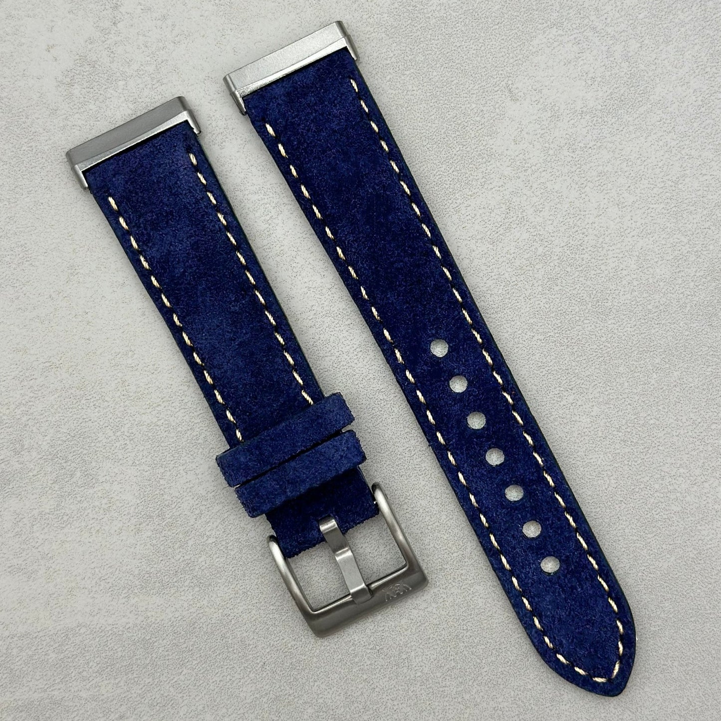 The Paris: Navy Blue Padded Suede Fitbit Versa/Sense Watch Strap