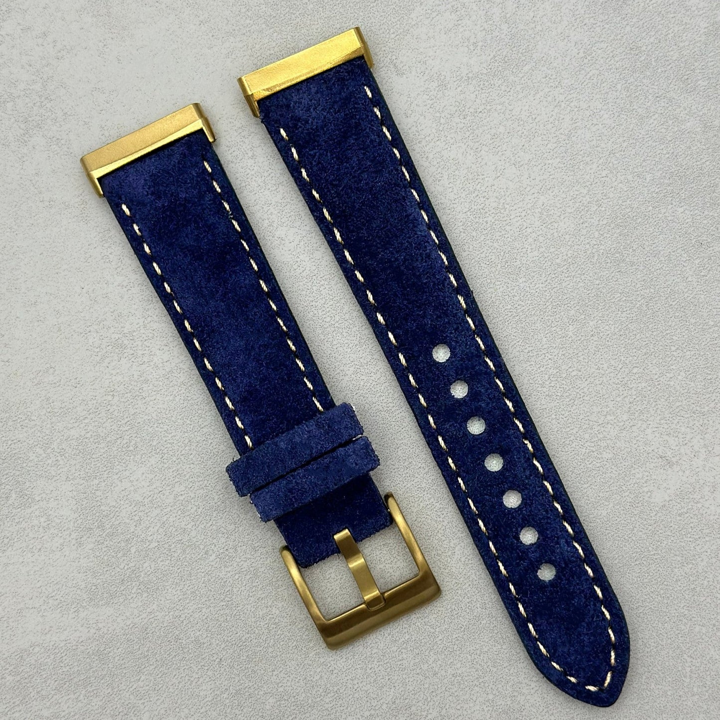 The Paris: Navy Blue Padded Suede Fitbit Versa/Sense Watch Strap