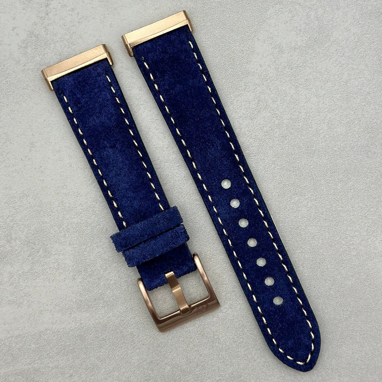 The Paris: Navy Blue Padded Suede Fitbit Versa/Sense Watch Strap