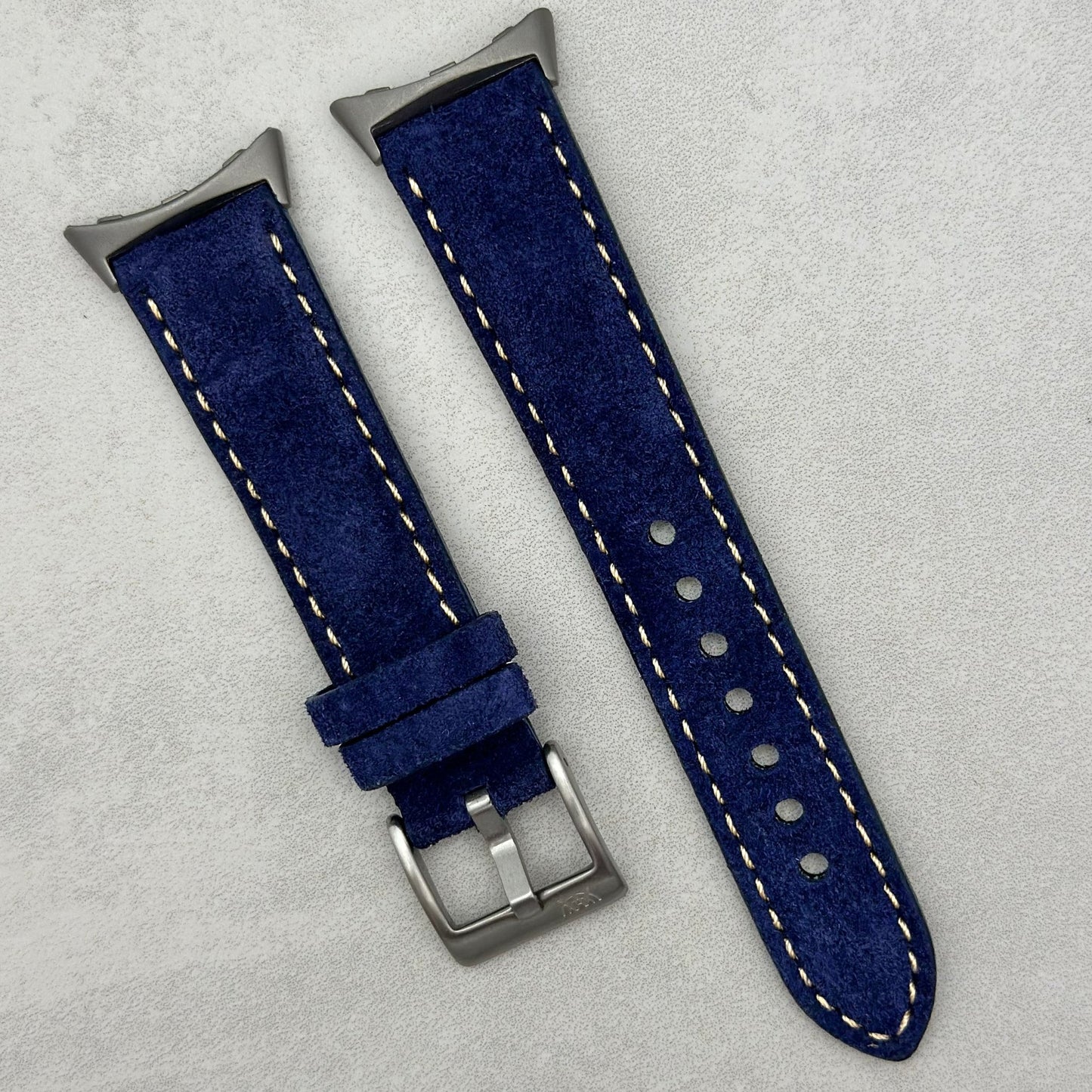 The Paris: Navy Blue Padded Suede Google Pixel Watch Strap