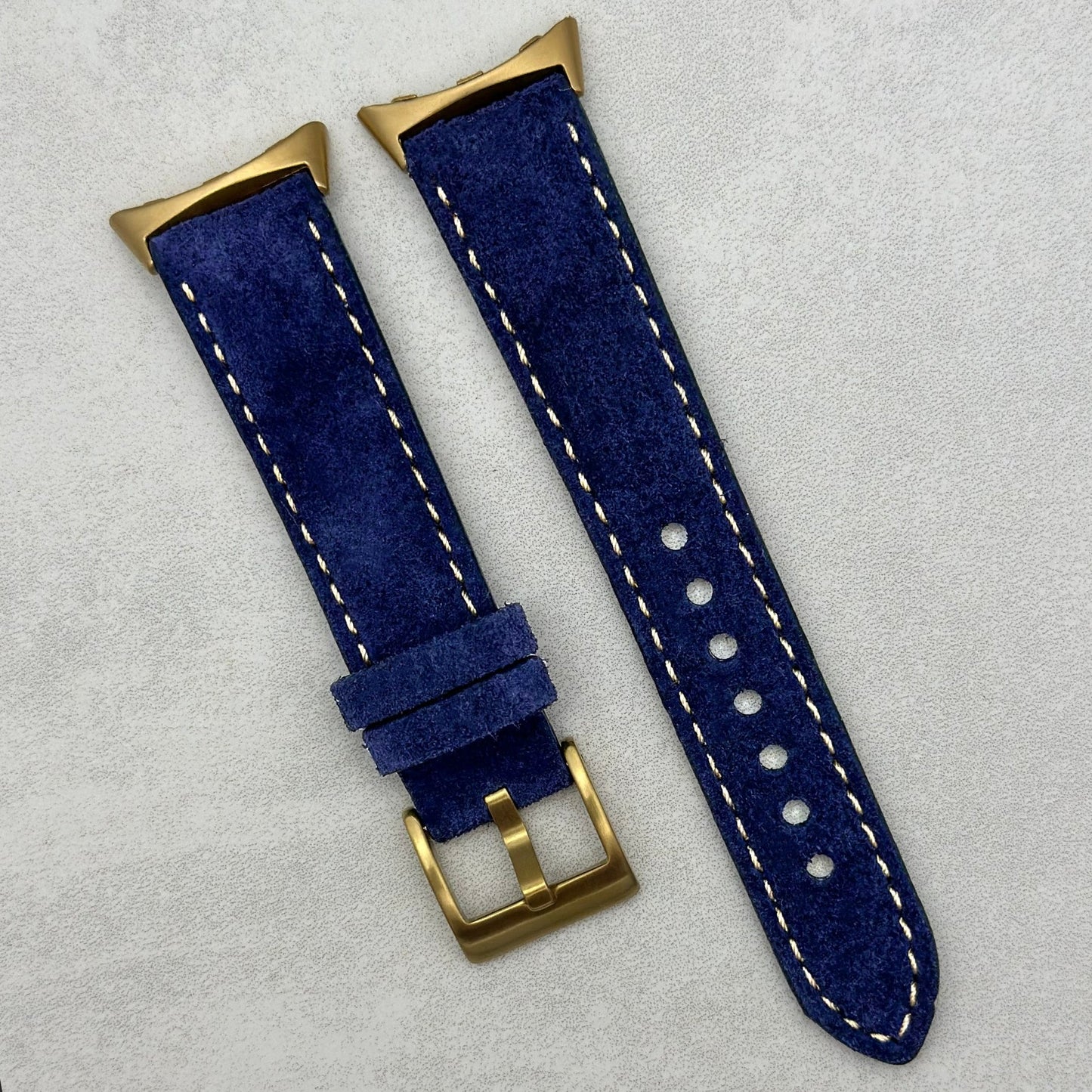 The Paris: Navy Blue Padded Suede Google Pixel Watch Strap